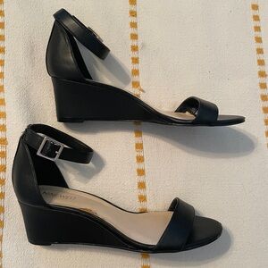 Nine West Black Ankle-Strap Wedge Sandals